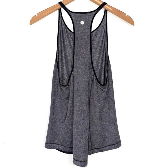 Lululemon Time To Sweat Heathered Black Grey My Race My Pace Tank Top Size 6 - Picture 7 of 11